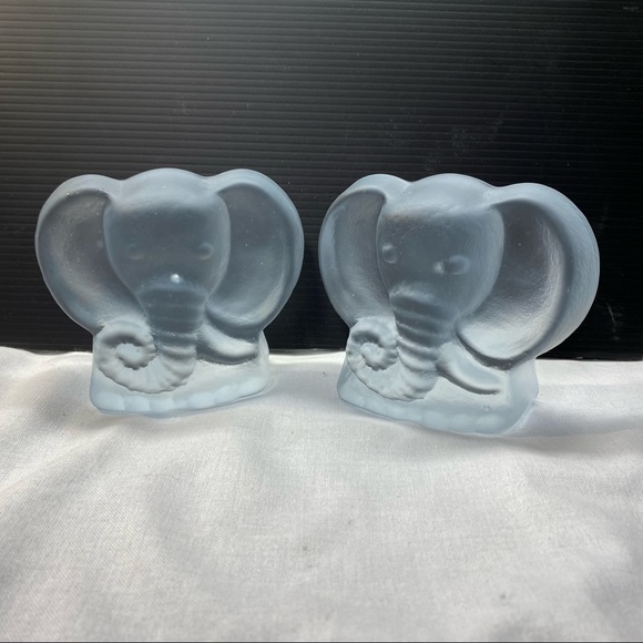 Accents Pair Of Frosted Glass Elephant Bookends Poshmark